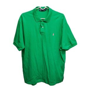 Vintage Polo Ralph Lauren Men’s 2XL Green Short Sleeve Shirt Cotton Preppy Pony